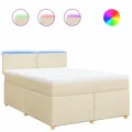 cadre de lit avec matelas Crème 140x190 cm Tissu