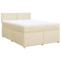 cadre de lit avec matelas Crème 140x190 cm Tissu