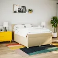 cadre de lit avec matelas Crème 140x190 cm Tissu