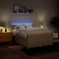 cadre de lit avec matelas Crème 140x190 cm Tissu