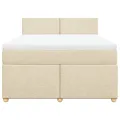 cadre de lit avec matelas Crème 140x190 cm Tissu