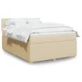 cadre de lit avec matelas Crème 140x190 cm Tissu