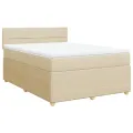 cadre de lit avec matelas Crème 140x190 cm Tissu
