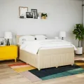 cadre de lit avec matelas Crème 140x190 cm Tissu