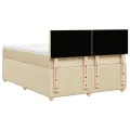 cadre de lit avec matelas Crème 140x190 cm Tissu