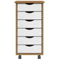 Armoire roulante avec tiroirs MOSS bois de pin marron miel