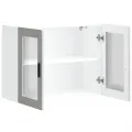 Armoire murale de cuisine avec porte en verre Porto gris béton