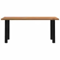 Table à manger marron clair bois de chêne massif rectangulaire