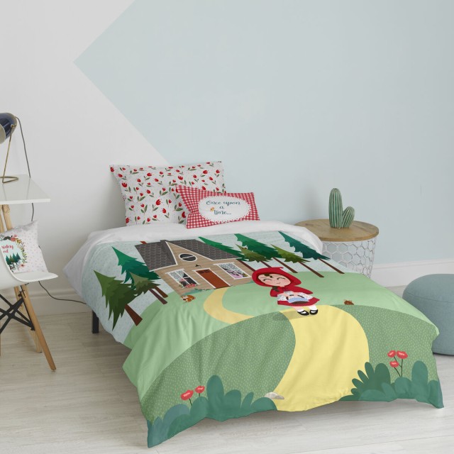 Parure de couette HappyFriday Mr Fox Red riding hood Multicouleur Lit