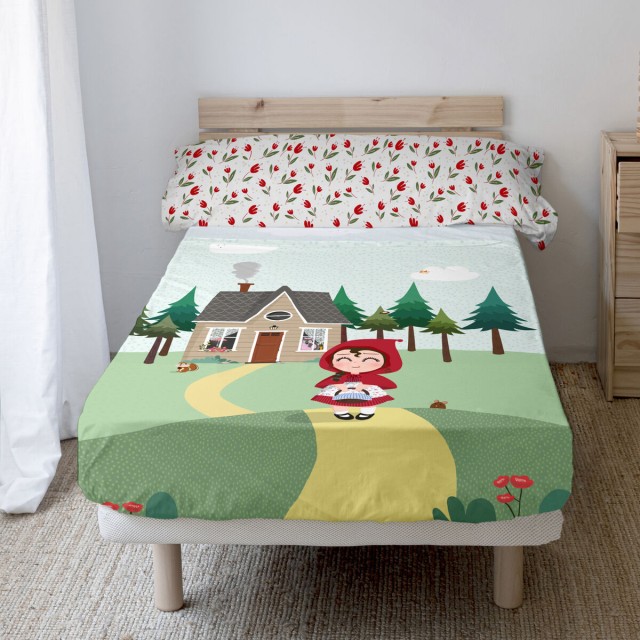 Juego de Sábanas HappyFriday Mr Fox Red Riding Hood Multicolor Cama d