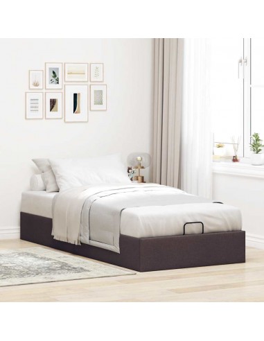 Cadre de lit ottoman sans matelas marron foncé 90x200 cm tissu