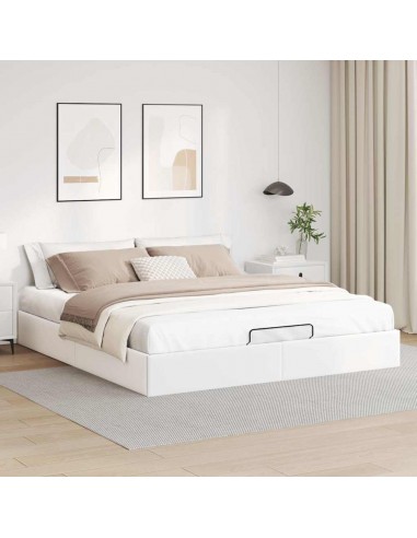 Cadre de lit ottoman sans matelas blanc 160x200 cm similicuir