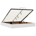 Cadre de lit ottoman sans matelas blanc 160x200 cm similicuir