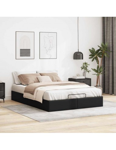 Cadre de lit ottoman sans matelas noir 140x200 cm similicuir