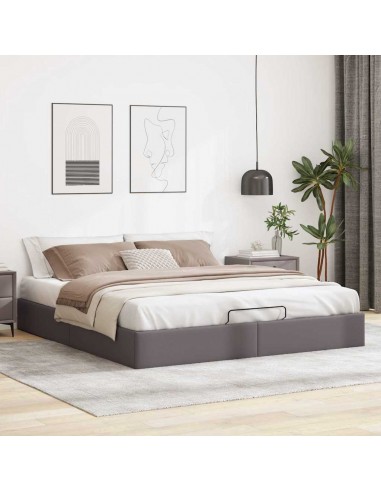 Cadre de lit ottoman sans matelas gris 160x200 cm similicuir