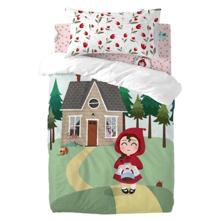 Bettbezug-Set HappyFriday Mr Fox Red riding hood Bunt Babybettchen 2 S 2