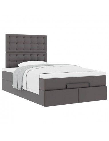  Cadre de lit ottoman avec matelas gris 120x200 cm similicuir