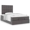  Cadre de lit ottoman avec matelas gris 120x200 cm similicuir