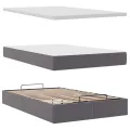  Cadre de lit ottoman avec matelas gris 120x200 cm similicuir