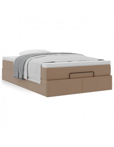  Cadre de lit ottoman et matelas cappuccino 120x200cm similicuir