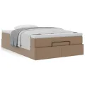  Cadre de lit ottoman et matelas cappuccino 120x200cm similicuir