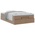  Cadre de lit ottoman et matelas cappuccino 120x200cm similicuir