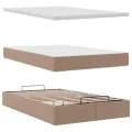  Cadre de lit ottoman et matelas cappuccino 120x200cm similicuir