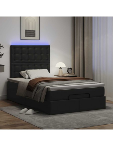  Cadre de lit ottoman avec matelas noir 120x200 cm similicuir