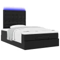  Cadre de lit ottoman avec matelas noir 120x200 cm similicuir