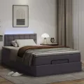  Cadre de lit ottoman avec matelas gris 120x200 cm similicuir