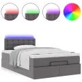  Cadre de lit ottoman avec matelas gris 120x200 cm similicuir