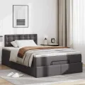  Cadre de lit ottoman avec matelas gris 120x200 cm similicuir