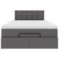  Cadre de lit ottoman avec matelas gris 120x200 cm similicuir
