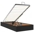 Cadre de lit ottoman avec matelas noir 80x200 cm similicuir