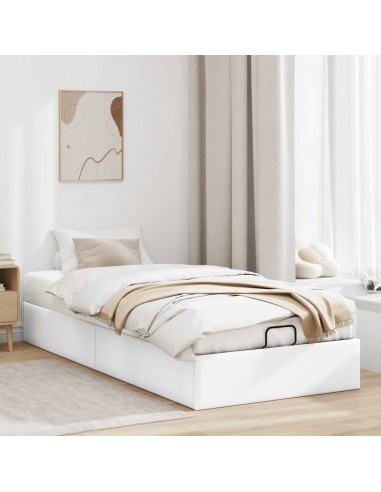 Cadre de lit ottoman sans matelas blanc 90x190 cm similicuir