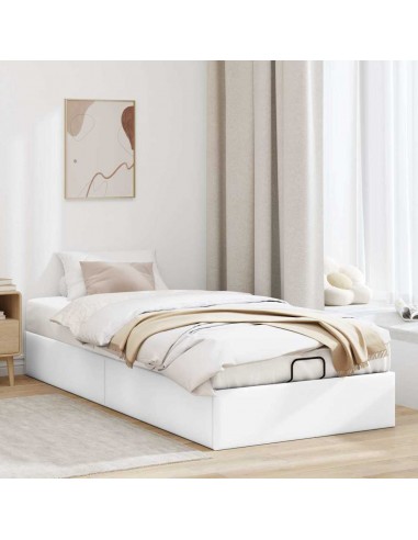 Cadre de lit ottoman sans matelas blanc 90x200 cm similicuir