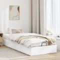 Cadre de lit ottoman sans matelas blanc 90x200 cm similicuir