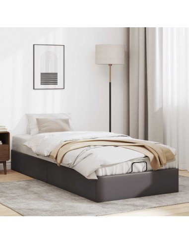 Cadre de lit ottoman sans matelas gris 90x190 cm similicuir