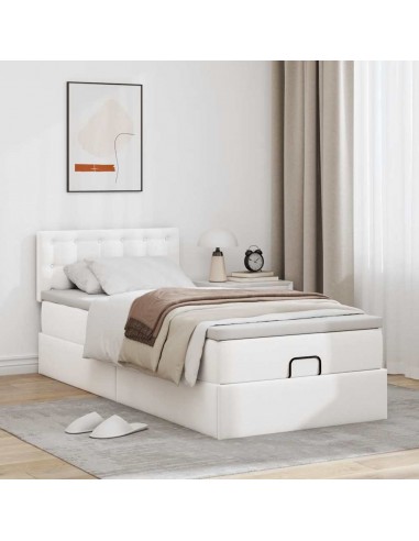  Cadre de lit ottoman avec matelas blanc 80x200 cm similicuir