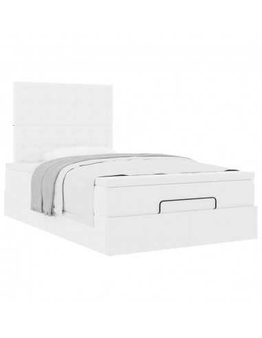 Cadre de lit ottoman avec matelas blanc 120x190 cm similicuir