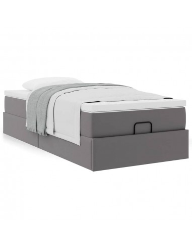  Cadre de lit ottoman avec matelas gris 80x200 cm similicuir