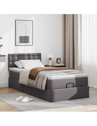  Cadre de lit ottoman avec matelas gris 80x200 cm similicuir