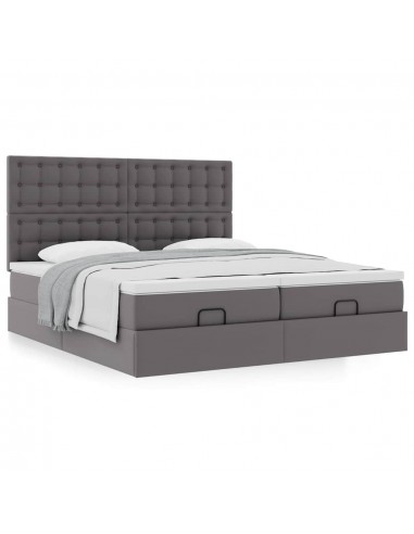  Cadre de lit ottoman avec matelas gris 160x200 cm similicuir