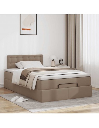  Cadre de lit ottoman et matelas cappuccino 120x190cm similicuir