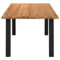 Table à manger marron clair bois de chêne massif rectangulaire