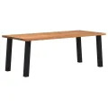 Table à manger marron clair bois de chêne massif rectangulaire