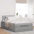 Cadre de lit ottoman et matelas gris clair 120x200 cm tissu