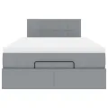Cadre de lit ottoman et matelas gris clair 120x200 cm tissu