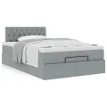 Cadre de lit ottoman et matelas gris clair 120x200 cm tissu