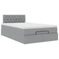 Cadre de lit ottoman et matelas gris clair 120x200 cm tissu